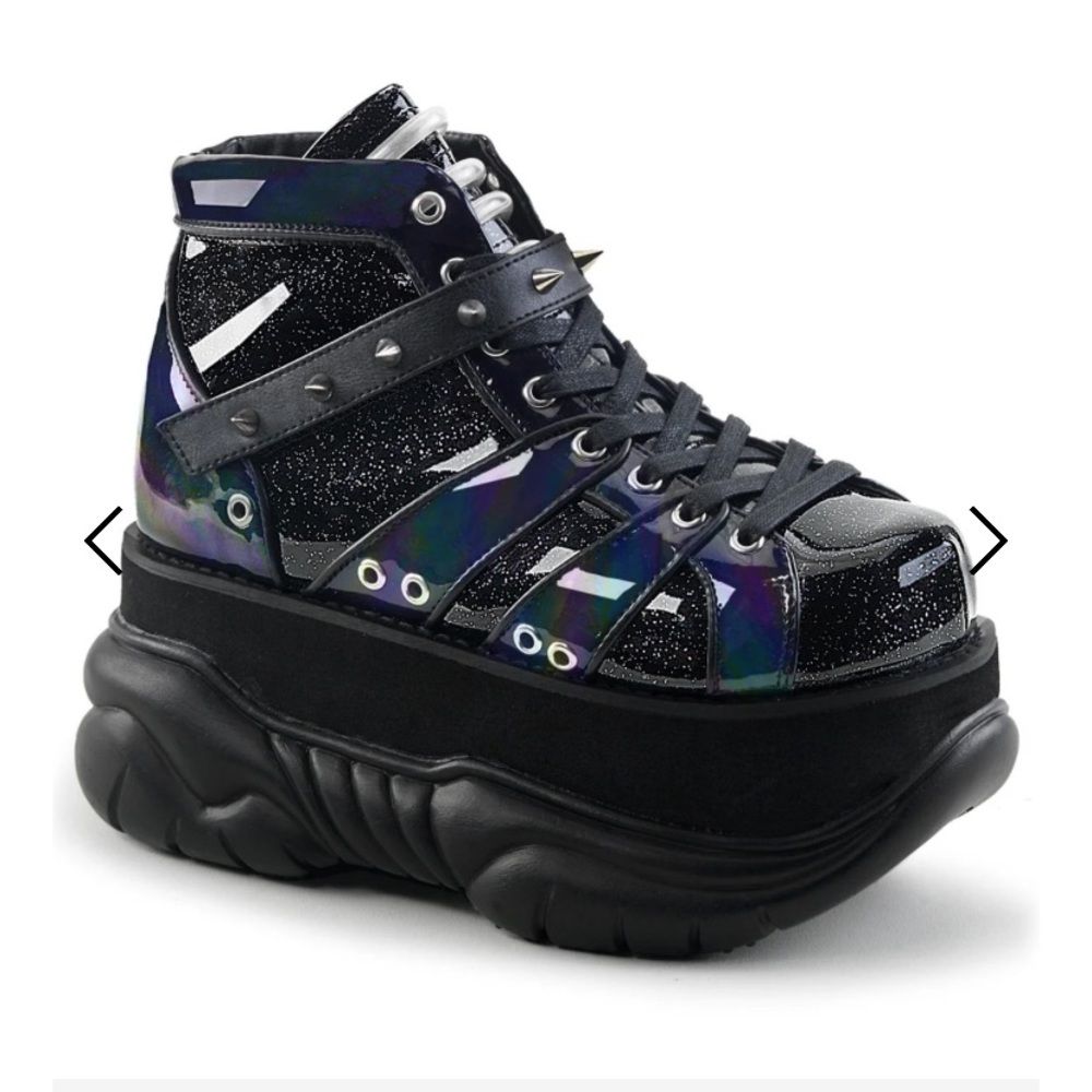 Demonia Black Iridescent Platform Sneakers